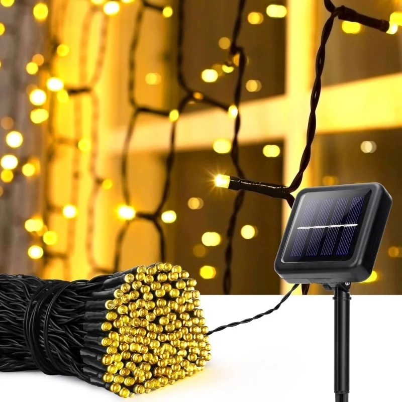 Solar LED Icicle Light String Festoon Outdoor Lighting for Yard Garden Tree 8 Lighting Modes for Christmas Wedding Decoration