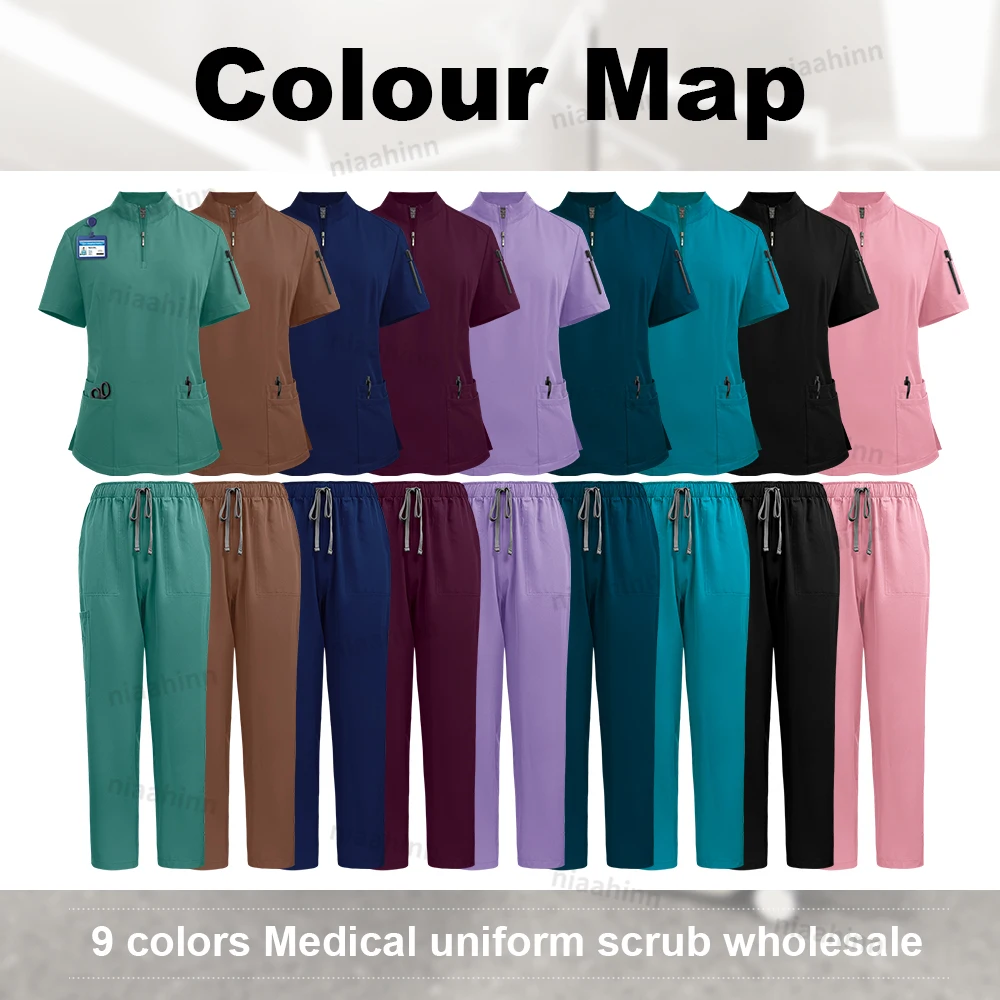 Niaahinn Scrub Chirurgische Uniformen Medische Kleding Voor Vrouwen Hot Sell Multi-Color Veterinary Pet Hospital Tandheelkundige Kliniek Werkkleding