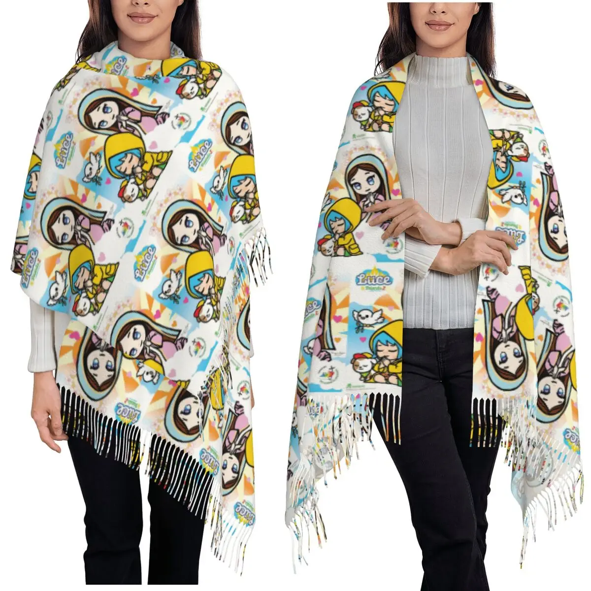 Luce Vatican Mascot Catholic Church 2025 Scarf Tassel Scarves for Women Soft Warm Shawls and Wraps Long Fall Winter Shawl Wrap
