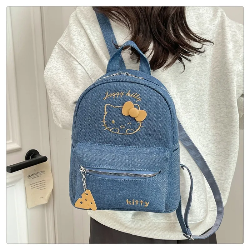 

Женский ковбойский рюкзак Sanrio Kitty с вышивкой, модный, простой, вместительный, для поездок на работу