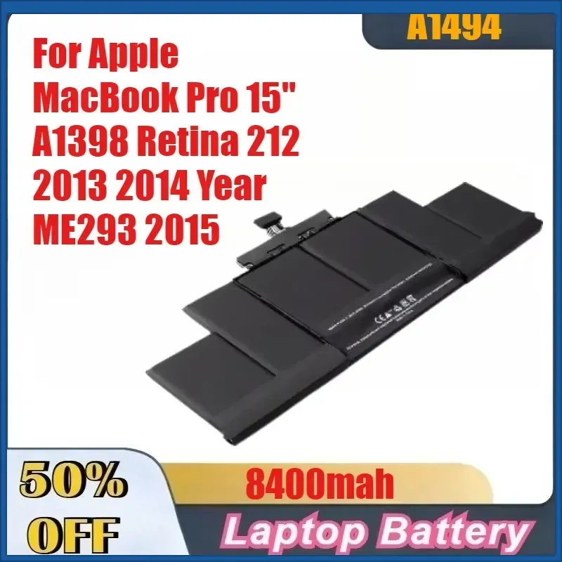 8400mAh High-Quality A1494 A1417 Laptop Battery for Apple MacBook Pro 15