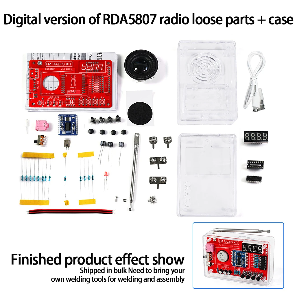 Цифровой ламповый дисплей ABS для удобного оборудования для просмотра радиоканалов Комплект FM-радио в сборе