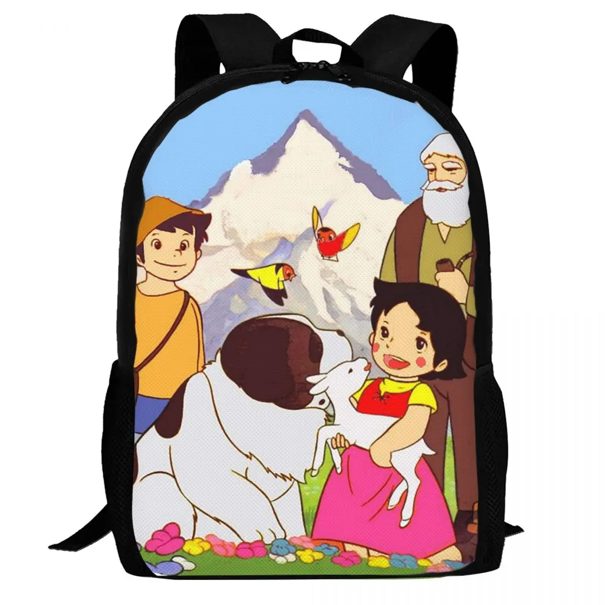 Heidi Peter And Grandpa Family Alps Mountain Anime Backpack Daypack Children BookBag School Bag Shoulder Bags for Men Women