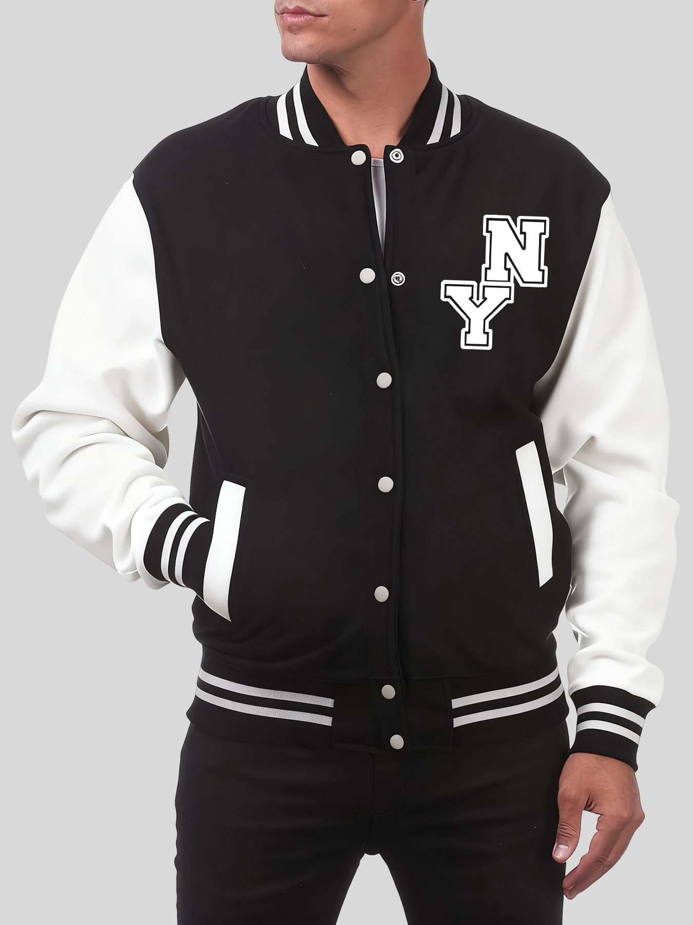 

Куртка с принтом New York City Art Word, мужская модная свободная бейсбольная форма, осенняя уличная одежда в стиле хип-хоп, универсальное флисовое пальто