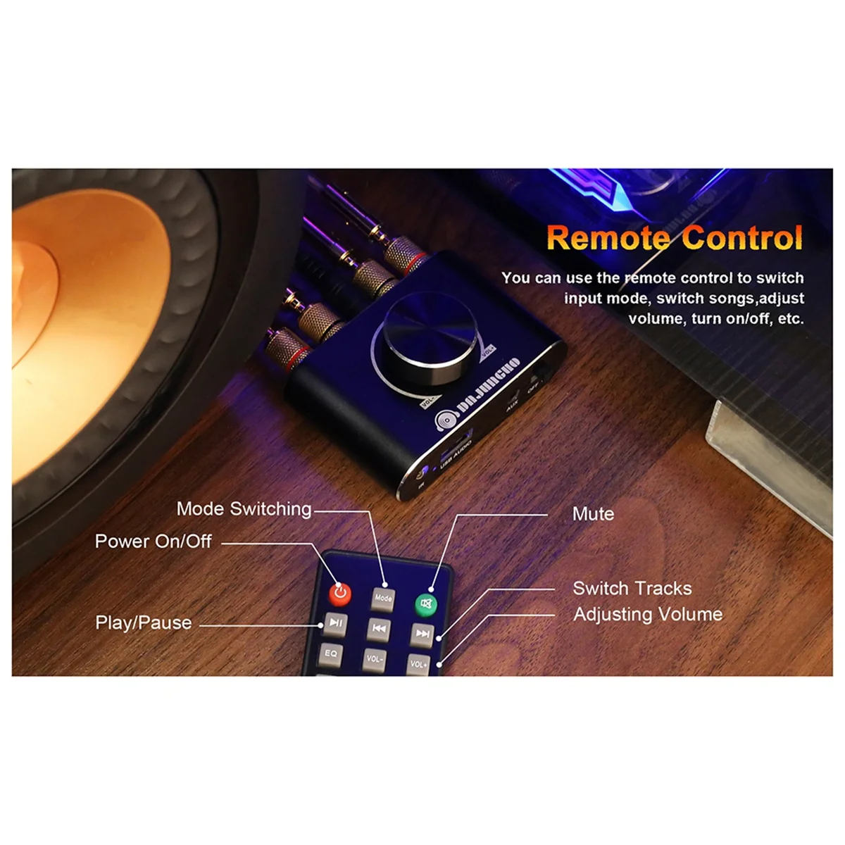 DAJUNGUO 2.0 Channel 20W+20W Bluetooth Amp with Remote Control Function,Supports Bluetooth/USB/AUX Input