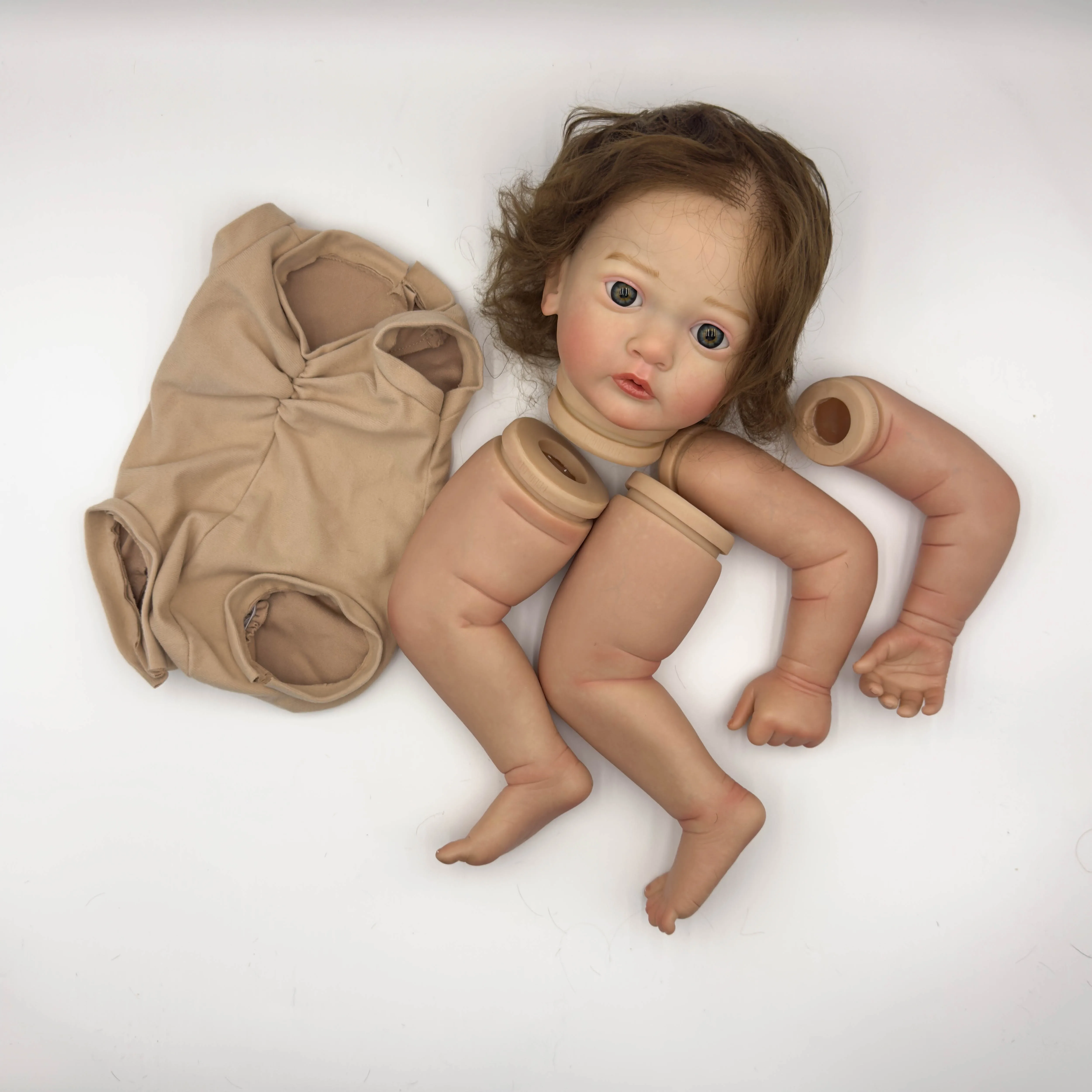 NPK 24 pollici Ayana Kit bambola rinata realistica incompiuta con parti di bambola dipinte con capelli castani ricci per figure da collezione fai da te