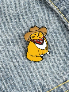 1 Buah Pin Enamel Kucing Koboi Topi Hewan Lucu Kustom Tas Kerah Kemeja Bros Lencana Lucu Hadiah Perhiasan Kucing Kartun untuk Teman 10 pin makanan penjualan terbaik - №