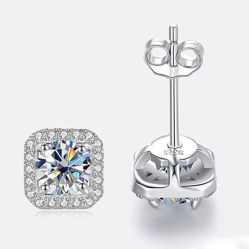GICA GEMA D Color VVS Moissanite Diamond Stud Earrings Luxury Sterling 925 Silver Jewelry For Women Wholesale Price