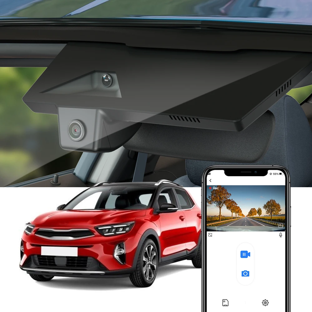 Fitcamx 4K Dash Cam for Kia Stonic 2017-2026 & Rio 2017-2023, for Kia Stinger 2018-2024, OEM Style Car Camera UHD 2160P Auto DVR