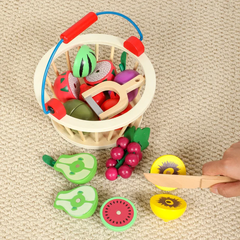 Nieuwe collectie houten speelvoedselset - snijspeelgoed voor fruit en groenten, fantasiekeukenset voor kinderen, educatief cadeau voor vroeg leren