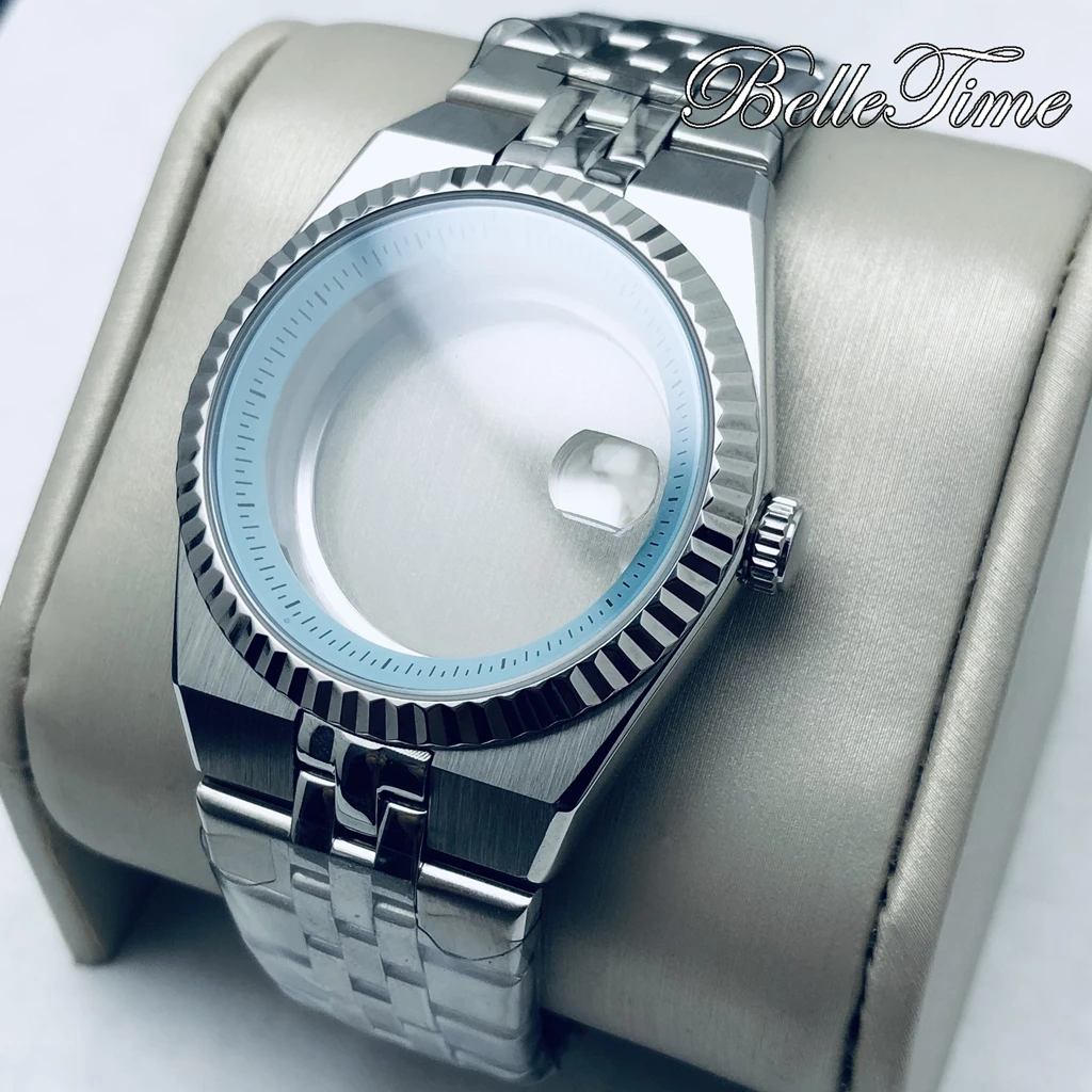 40mm  Land-Dweller Watch Case High Quality Watches Silver Case Parts For NH35 Movement Sapphire Watches Box Full-Body Mirror