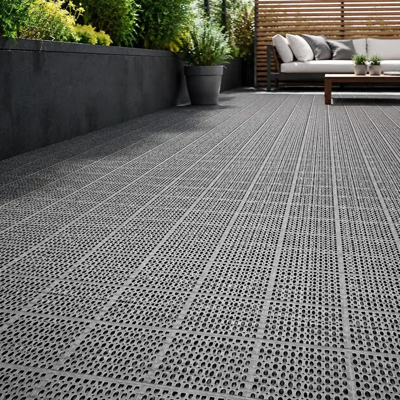Tapis de drainage, 3 x 50 pieds, tapis de sol commercial antidérapant en PVC, tapis de drainage d'eau pour zones humides, tapis creux enroulable pour extérieur, intérieur, restaurant, piscine, patio, salle de bain, buanderie, noir