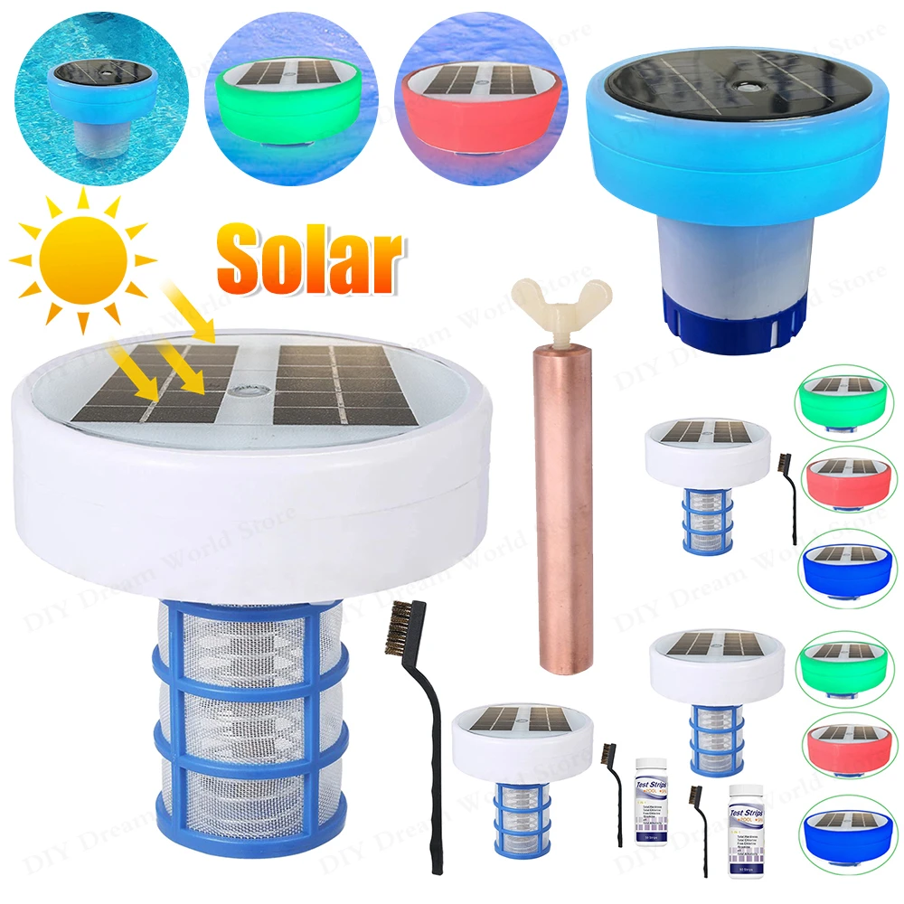 Solar Pool Ionizer Copper Silver Ion Swimming Pool Purifier Filter Kills Algae Pool Ionizer for Outdoor Replacement Copper Anode