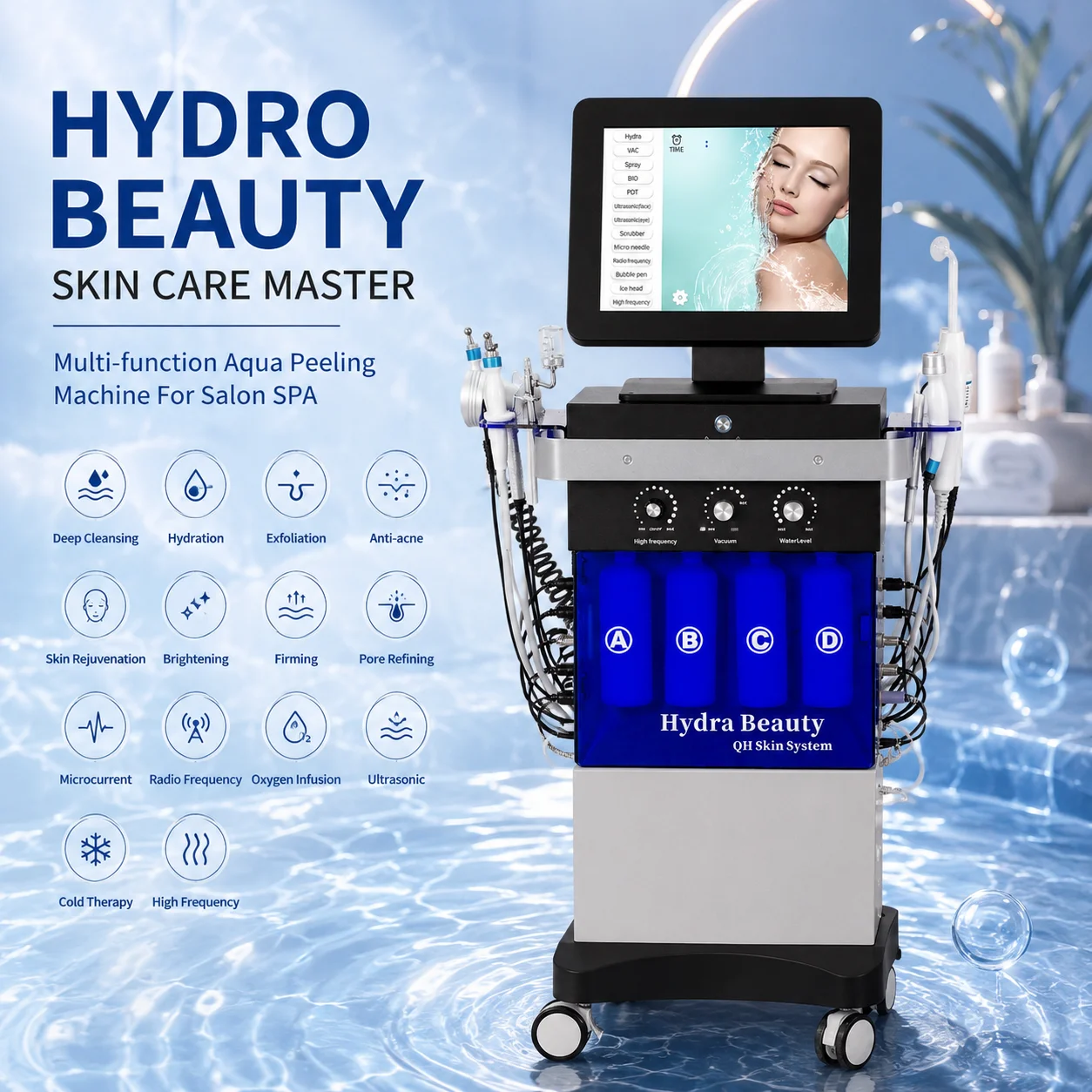 14 In 1 Hydrafacial Machine Professional Hydra Microdermabrasion Facial Skin Care Anti-Aging Wrinkle Removal Salon Equipment