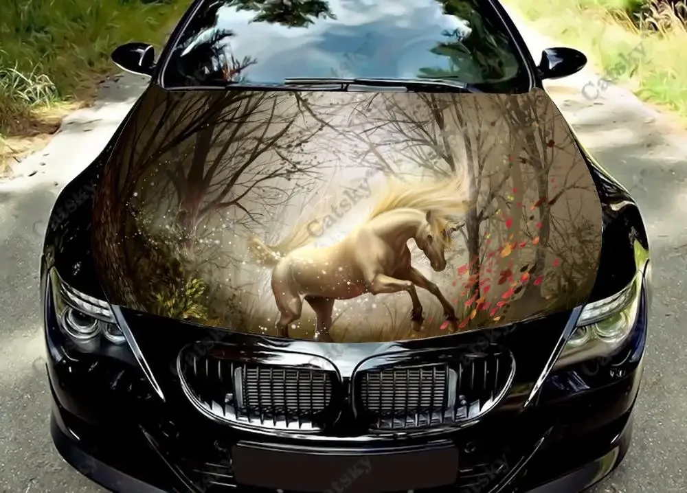 horse animal Car Hood Vinyl Stickers Wrap Vinyl Film Engine Cover Decals Sticker on Car Auto Accessories