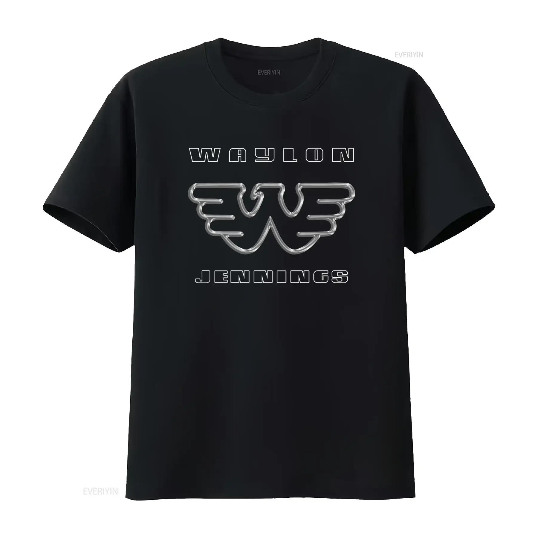Men's Waylon Jennings Silver Flying W T Shirt Small Black Stylish Retro Design vintage Washed streetwear Soft