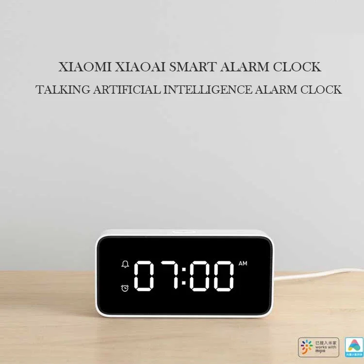 Xiaomi Xiaoai Smart Alarm Clock AI Voice Broadcast Clock ABS Desktop Clock Automatic Time Calibration Smart XiaoMi Home App