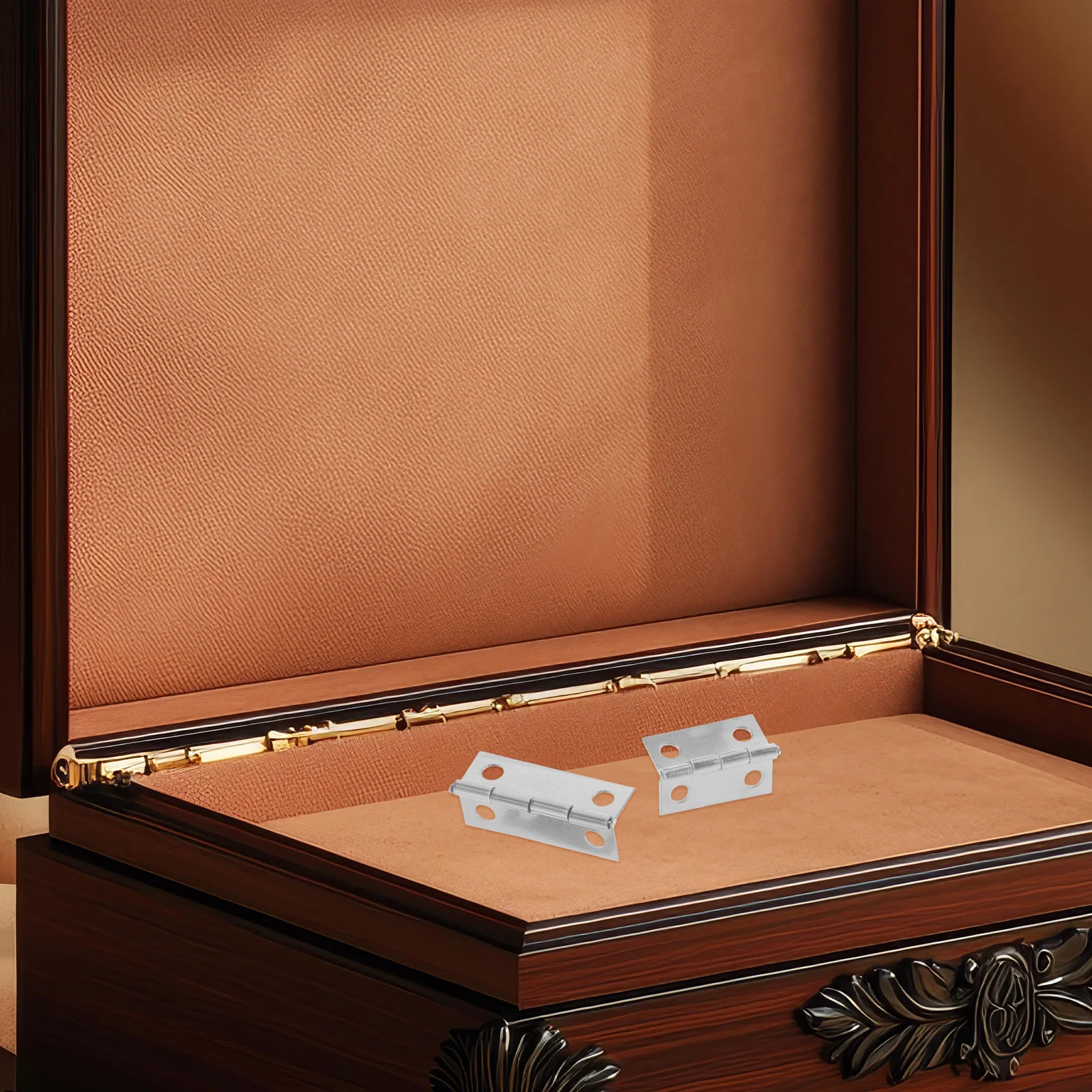 

60Pcs Miniature Jewelry Box Hinges Small Tiny Silver Hinges for Wooden Boxes Jewelry Box Hardware Craft Accessories Screws