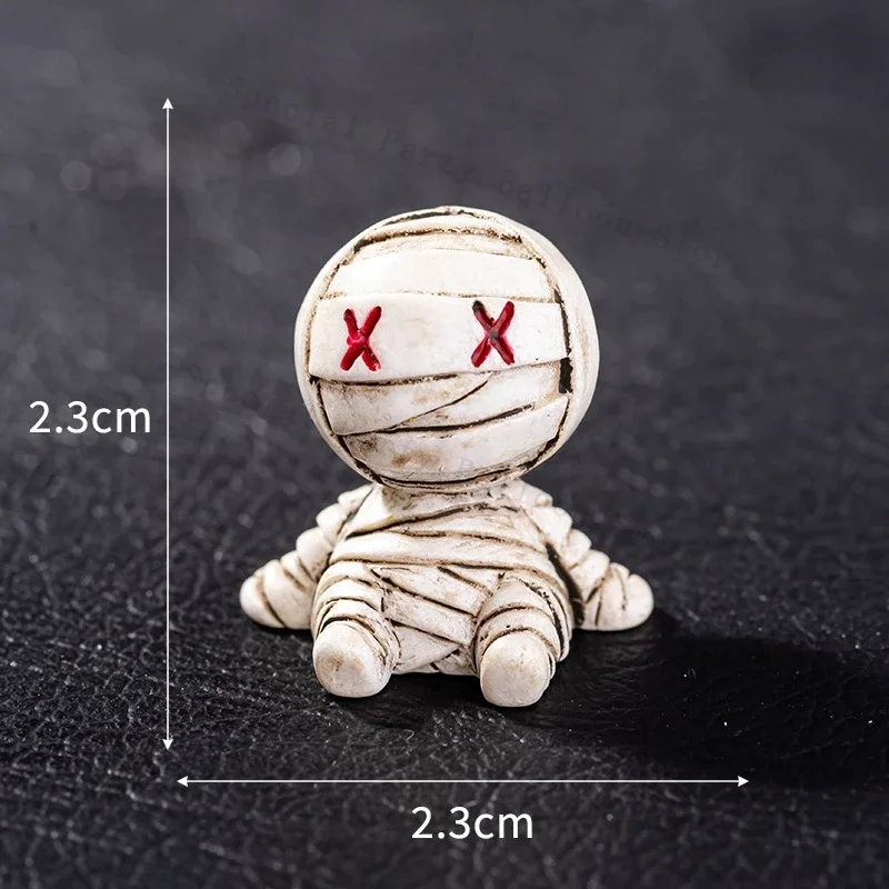 10-50 Stück Halloween Mini-Mumien-Harzfiguren, Halloween-Mikrolandschafts-Ornamente, gruselige niedliche Mumien-Statuen für Halloween-Partys – Detail 1