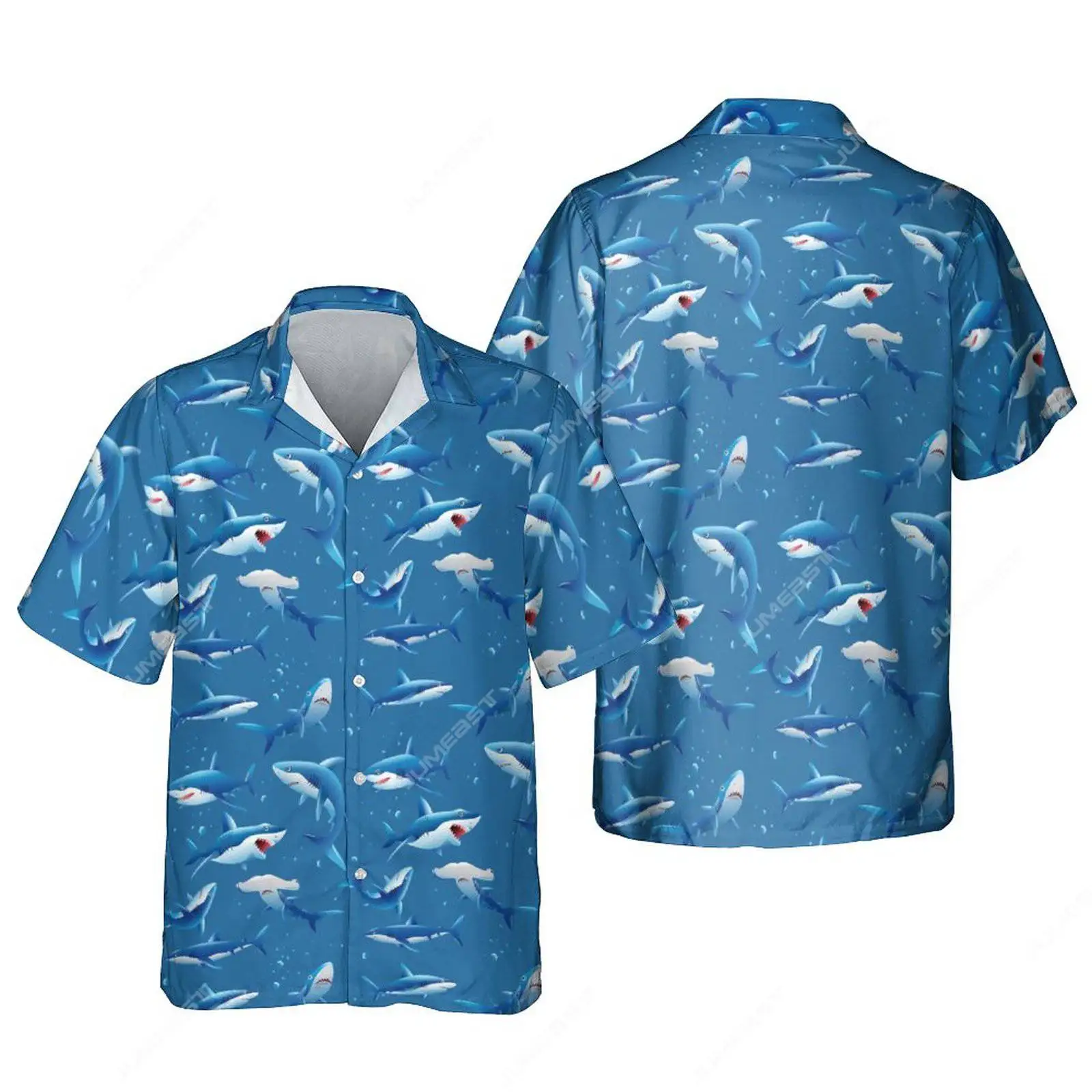 Jumeast 3D Printed Sea Animal Shark Men Hawaiian Shirts Shorts Suit Beach Cottagecore Fish Women Blouse Light Academia Clothes