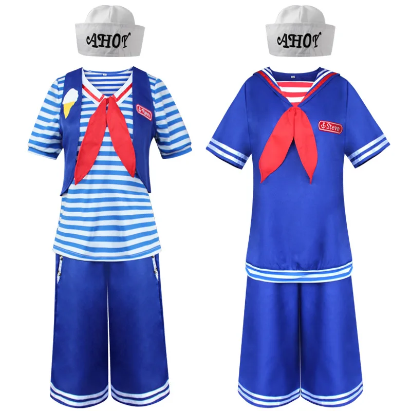 

Movie TV Series Stranger Season Navy Cosplay Costume Robin Steve Harrington Scoops Ahoy Adult Uniform Suit Halloween Party