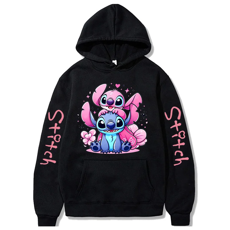 Disney Lilo & Stitch Gothic Hoodies Funny Mange Sweatshirts 90s Women Graphic Hooded Pullovers Y2k Streetwear Clothes Female