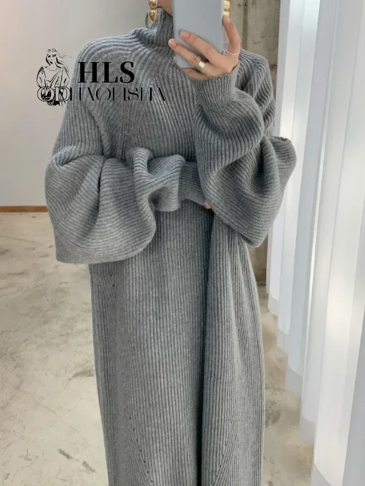 Women\'s Autumn Winter Sweater Dress Korean Version Pullover Jersey Fashion Streetwear Elegant Women\'s Long Sleeve Tops Jumper
