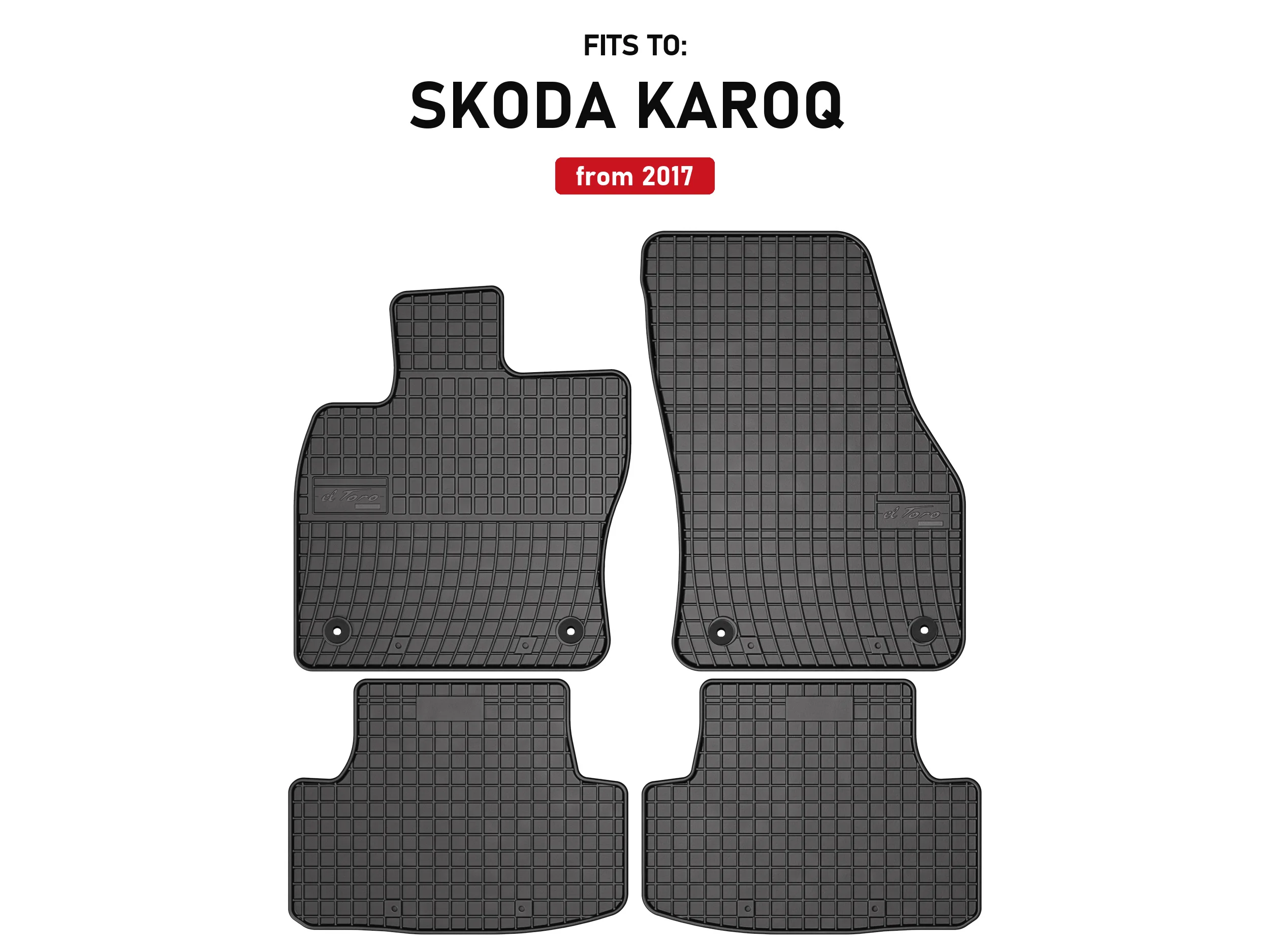 Zwarte rubberen automatten voor: Skoda Karoq 2017- crossover