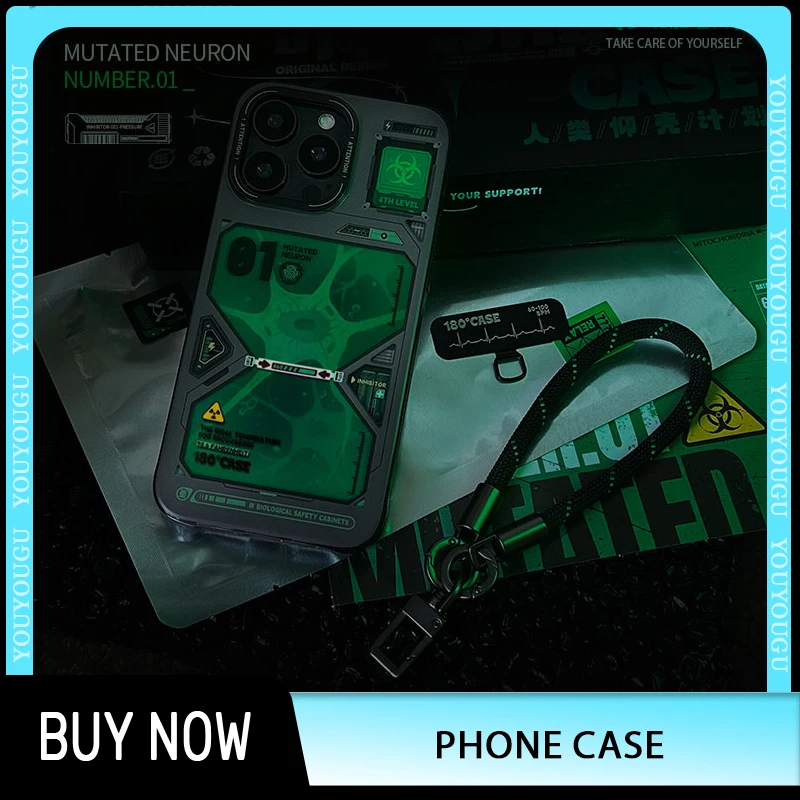 

180 ℃ Чехол для телефона ASE с надписью Neuron IMD, футуристический научный чехол с защитой от падения для iPhone 16, 15, 14 Pro Max, мужской подарок