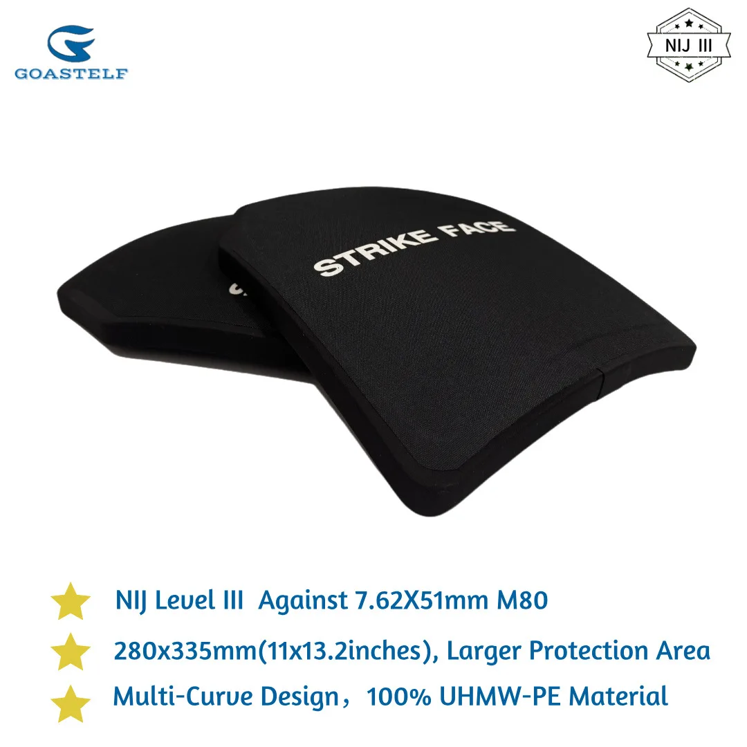 11x14inches Multi-Curve NIJ III Tactical Vest Armor Plate Pure UHMWPE Ballistic Plate NIJ Level 3 Ballistic Plate Body Armor