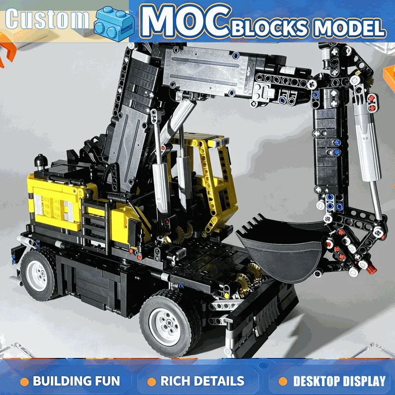 NEW 2851PCS Remote Control 12 Channel Wheeled Excavator Building Blocks Engineering Vehicle Model DIY Assembly Toy Display Gift