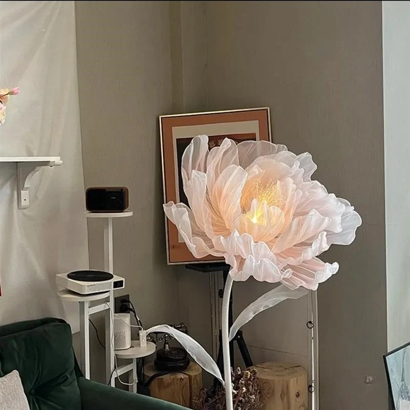 Large Wedding Automatic Opening & Closing Silk Flower Electric Mechanical Flower Floor Ornament For Mall Window Display Decor