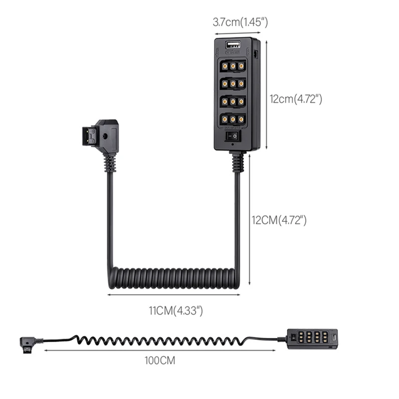 D-Tap To 4 Female D-Tap 2 DC USB Output Power Cable Distributor Splitter Hub Box For Anton Bauer V Mount Batteries Easy Install