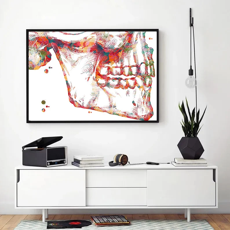 Nordic Watercolor Tooth Posters Dental Care Teeth Anatomy Canvas Painting HD Print Wall Pictures Bedroom Clinic Home Decoration