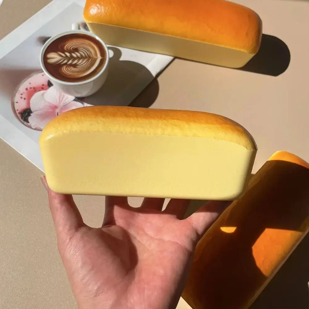 Moist Thick Simulated Bread Toast Squeeze Slow Rising Finger Suction Cheese Cake Squishy Pinch Soft Texture Sensory Fidget