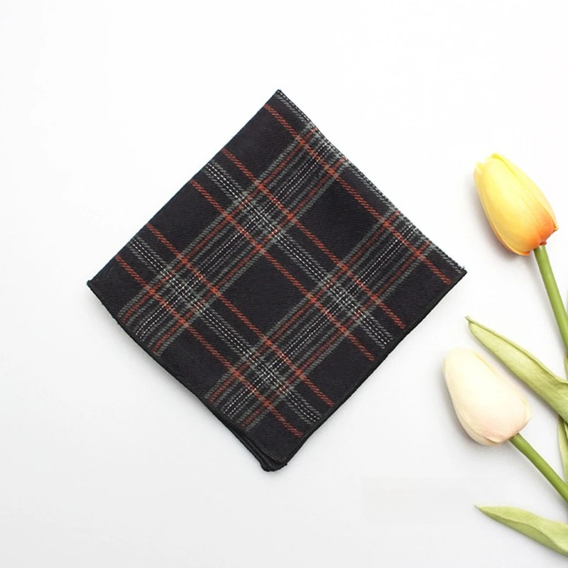 Plaid Cotton Pocket Square for Men Business Suit Handkerchief Shirt Scarf Formal Wedding Accessory