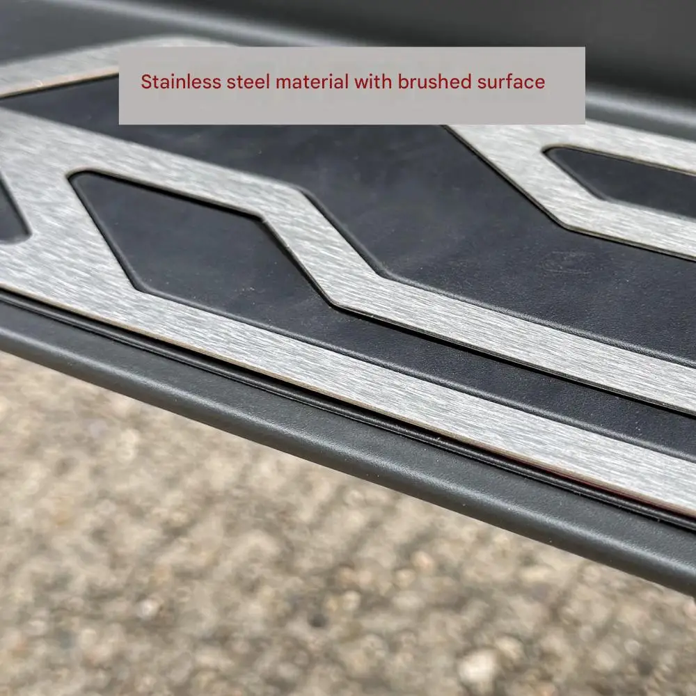 Stainless steel footboard accessory for ZONTES 125V scooters—wear-resistant, non-slip, and featuring a brushed finish.