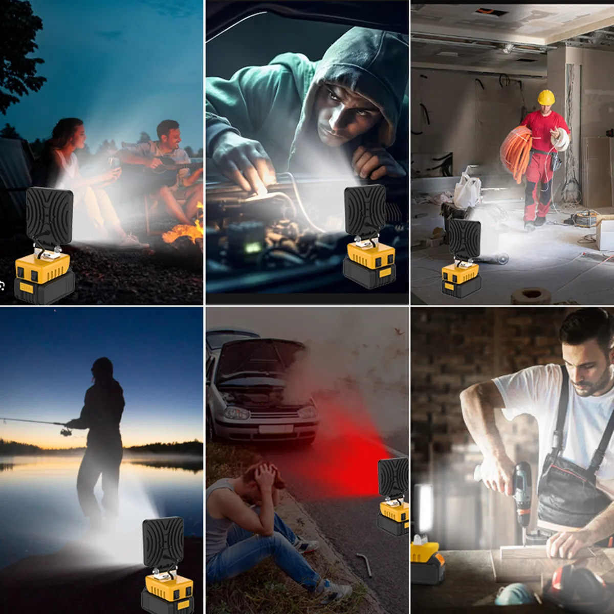 Imagem -06 - Handheld Led Luz de Trabalho para Dewalt Holofotes Portáteis sem Fio Pesca ao ar Livre Ferramenta de Emergência 20v 18v Bateria 8