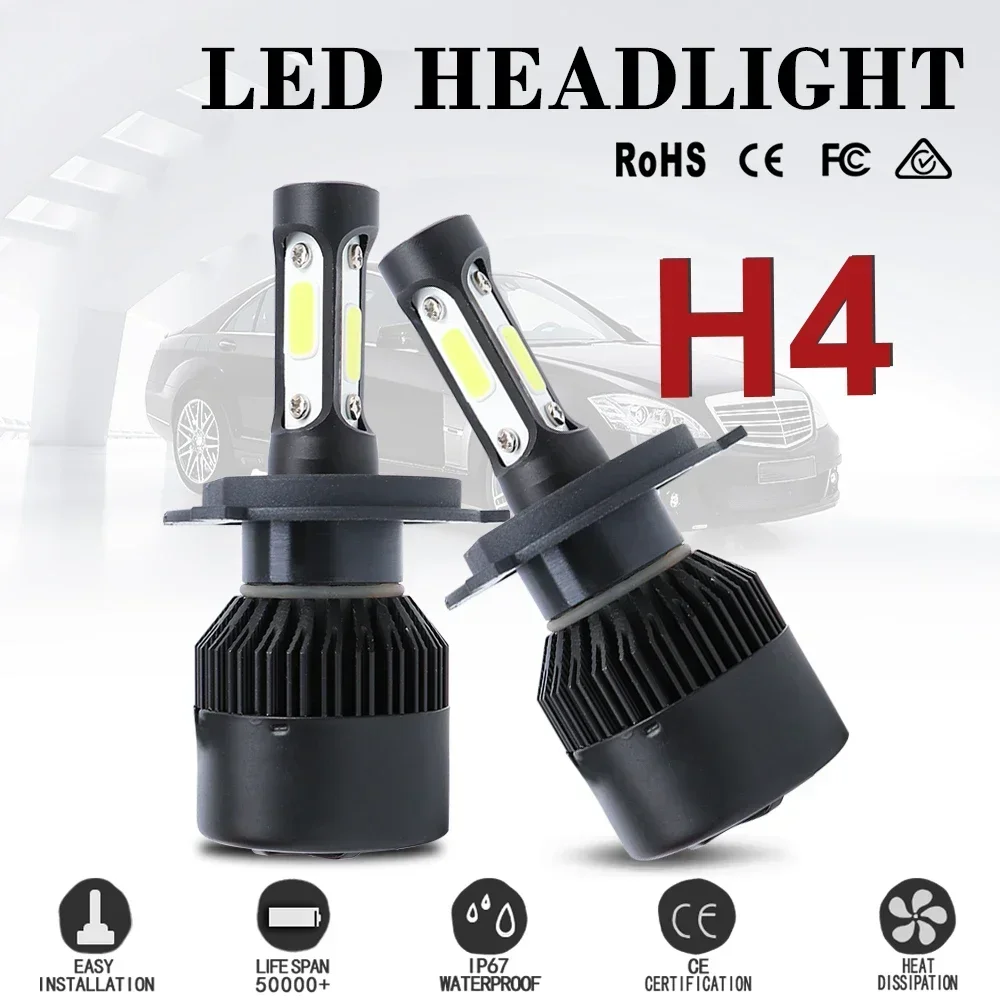 

2Pcs H4 LED H7 H11 H8 9005 HB4 H1 H3 HB3 H9 H27 Car Headlight Bulbs With COB Chips 8000LM Auto Fog Lamps Lights 6500K 12V