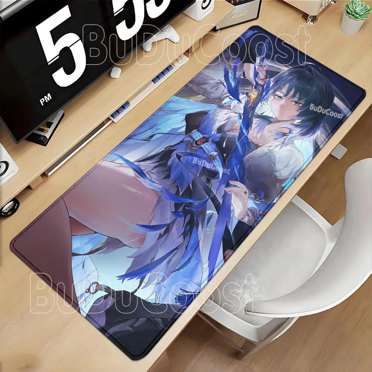 Yangyang Xuanling Wuthering Waves Mousepad PC HD Printing Office Gaming Non-slip Base Mouse Pad Anime Girl Keyboard XXL Desk Mat