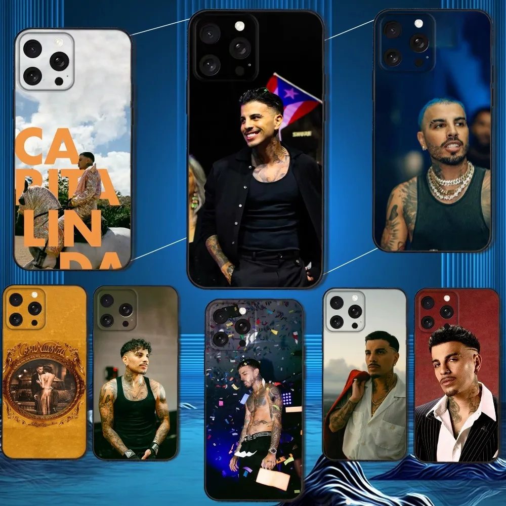 

Singer R-Rauw A-Alejandro Phone Case For iPhone 16,15,14,13,12,11 Plus,Pro Max,XS,X,XR,SE,Mini,8,7,Soft Silicone Black Cover