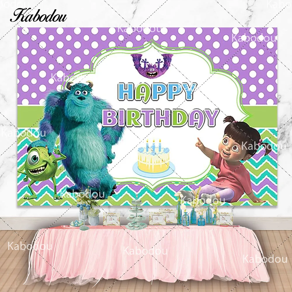 Monsters University Inc Photo Backdrop Disney Little Boo Boys Girls Birthday Baby Shower Photography Background Decor Props