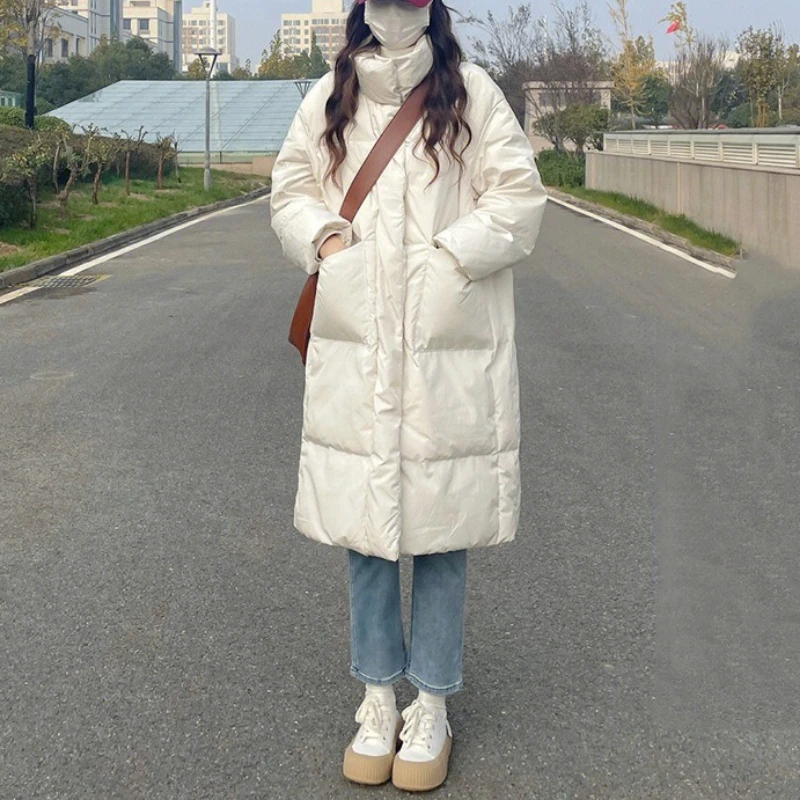 

Женская стеганая хлопковая куртка в стиле хлеба, зимнее толстое хлопковое пальто средней длины, новая модель 2025 года