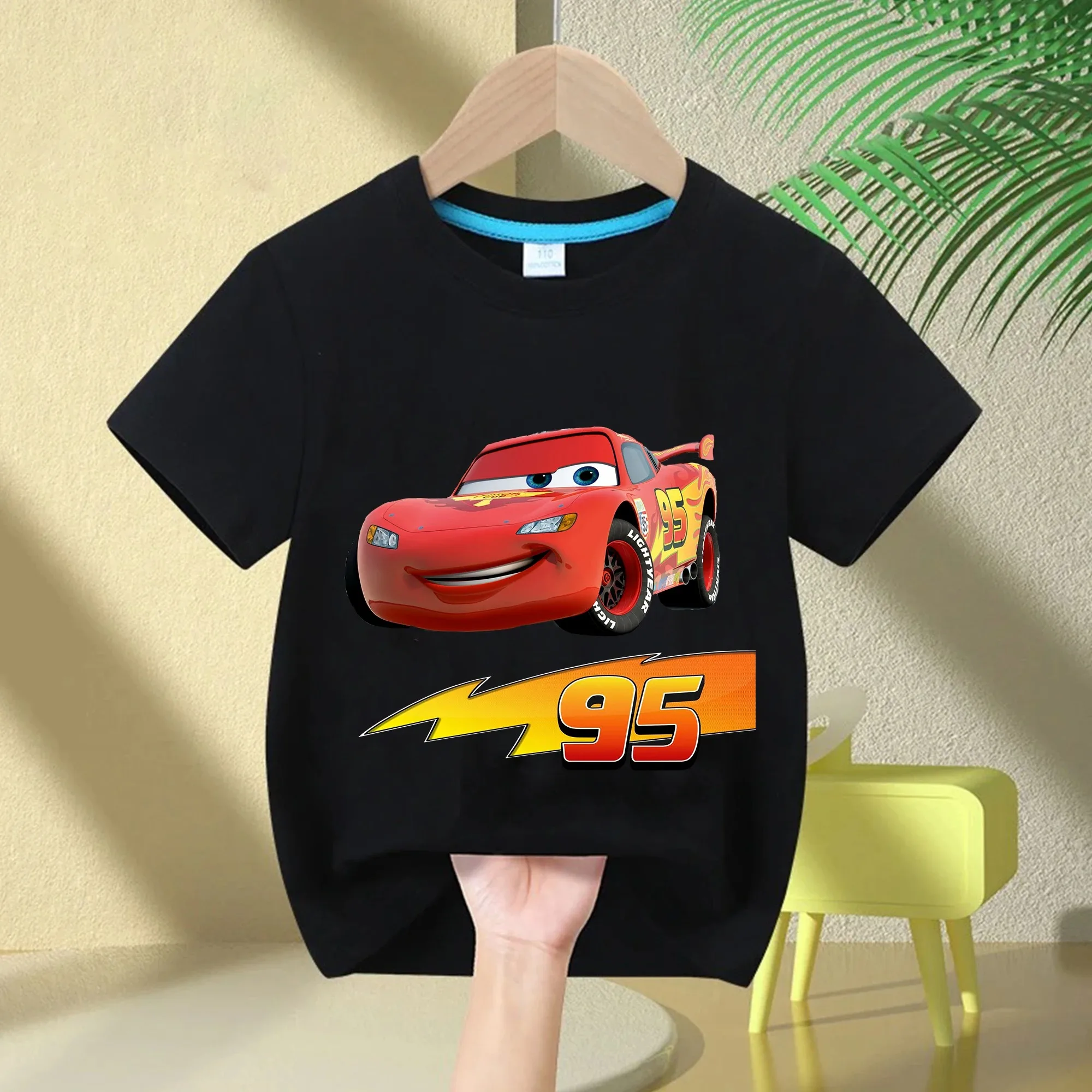Disney Cars Summer 2026 T-Shirt, Lightning McQueen, Short Sleeve, for Boys and Girls, 100% Cotton, Combinable with Everything