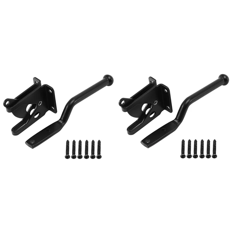 【RECOMENDAR】Self Locking Gate Latch 2PCS Steel Black Automatic Heavy Force Duty Lever Fence Door Latch For Wood Gates