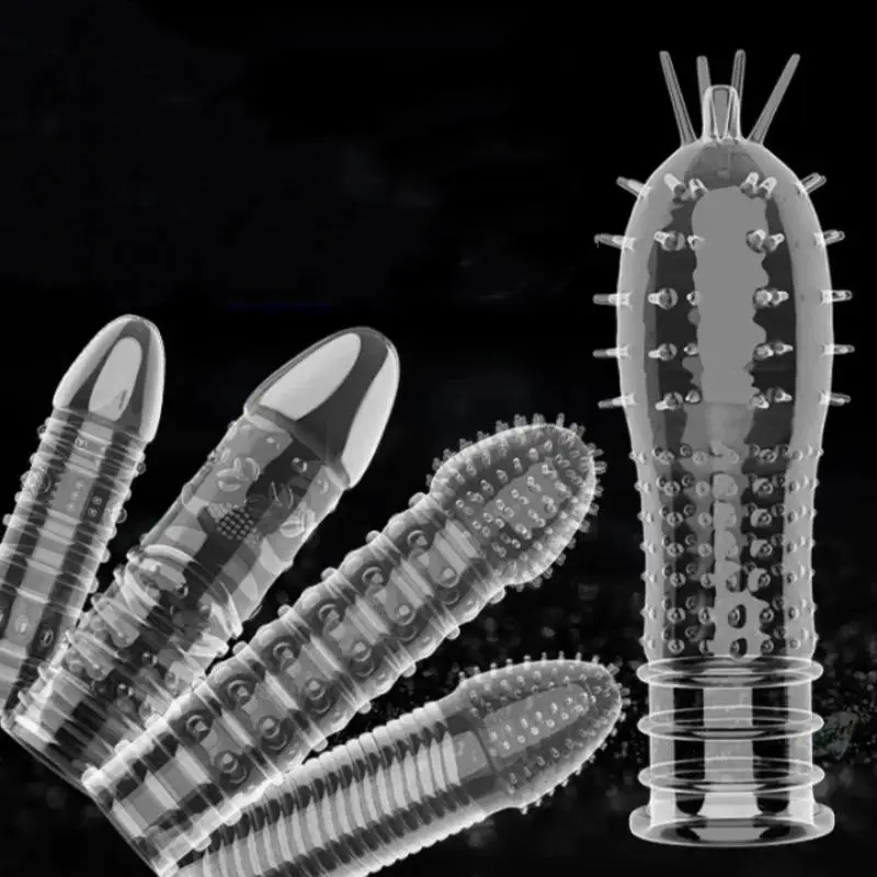 【SA】【SA】1Pcs Penis Sleeve Condoms For Men Extension Dick Enlargement Delay Ejaculation Spike Clit Massager Cover Crystal Condoms view 2