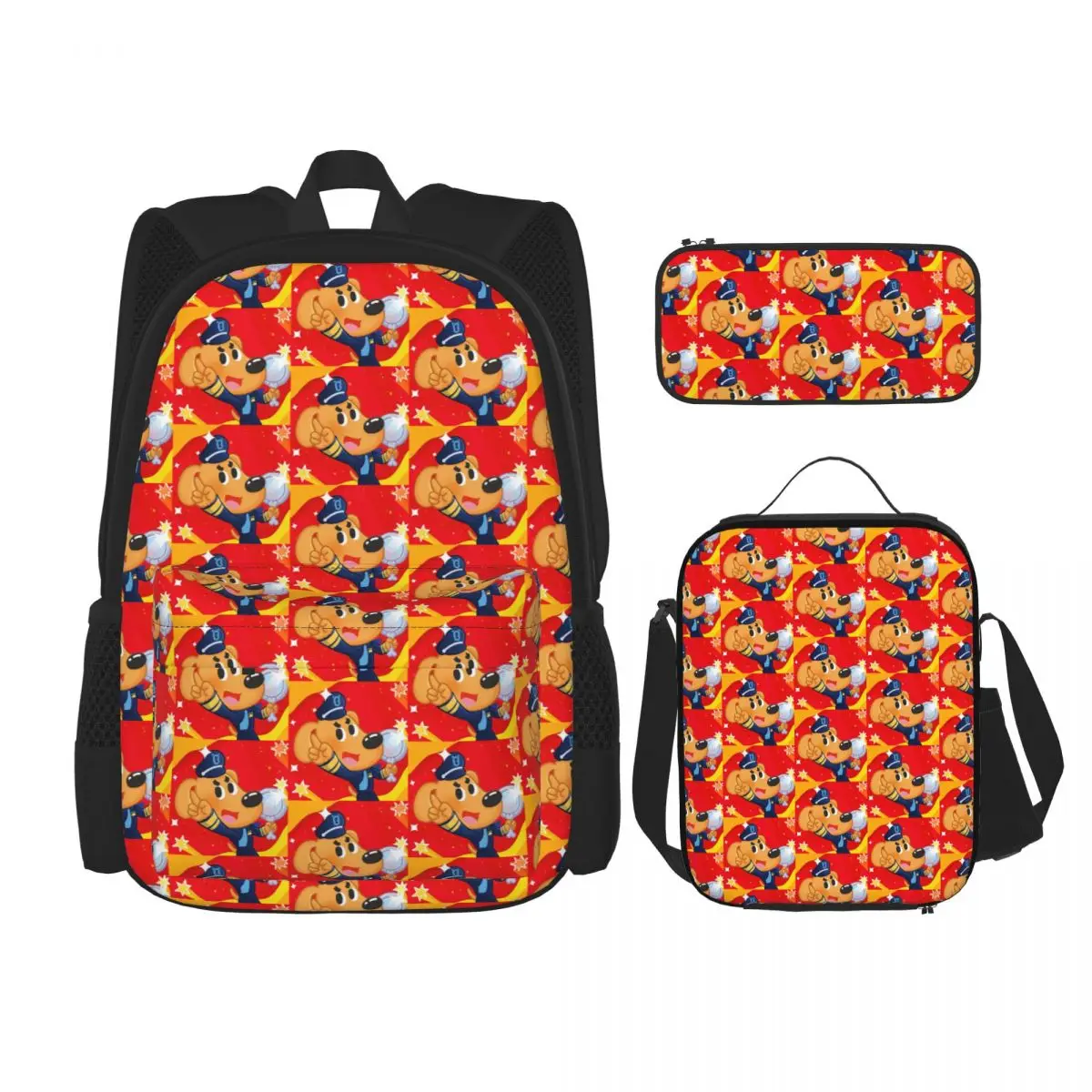

Sheriff Labrador Backpacks Boys Girls Bookbag Students School Bags Kids Rucksack Lunch Bag Pen Bag Three-Piece Set