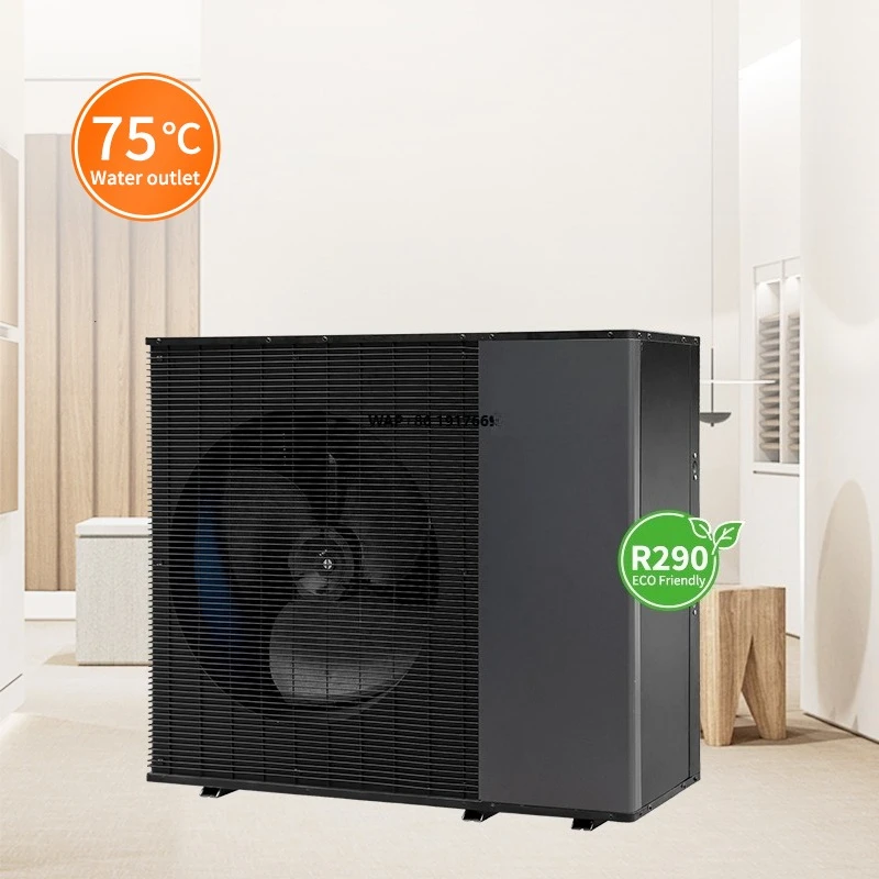 Monoblock Air Source Heat Pump Inverter R290 Refrigerant 75C Hot Water Heating Solar Powered 'Household Cooling Heating System