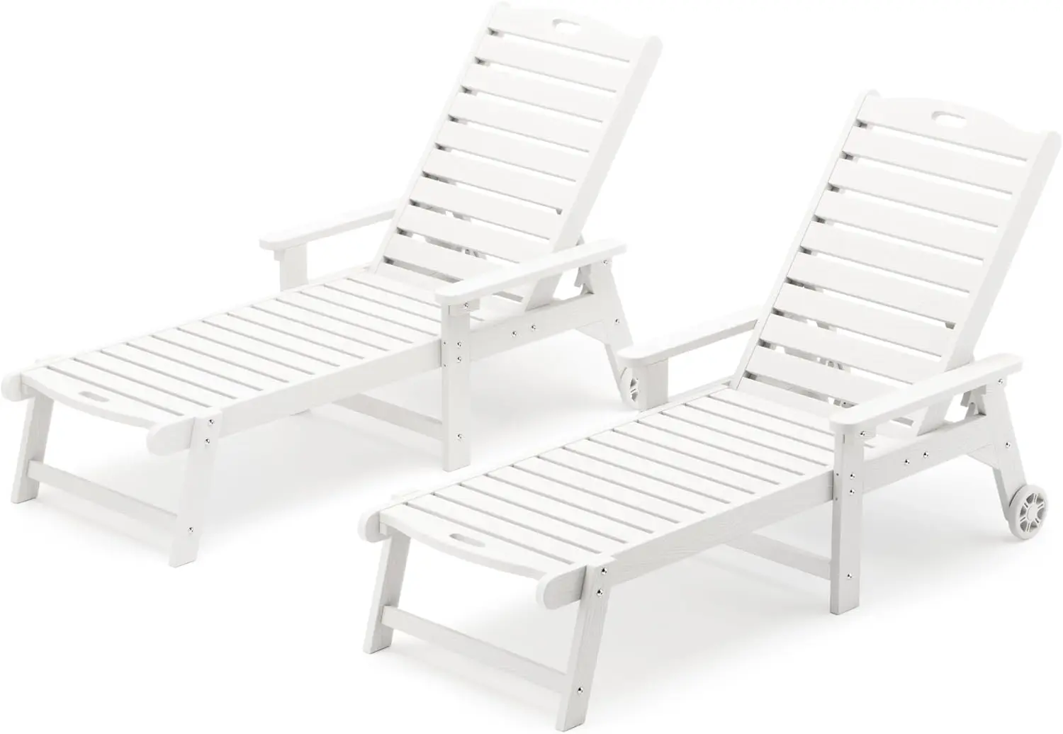 Outdoor Chaise Lounge Chairs Set of 2 HDPS Material 3-Year Warranty Patio Lounge Chair with Adjustable Backrest White