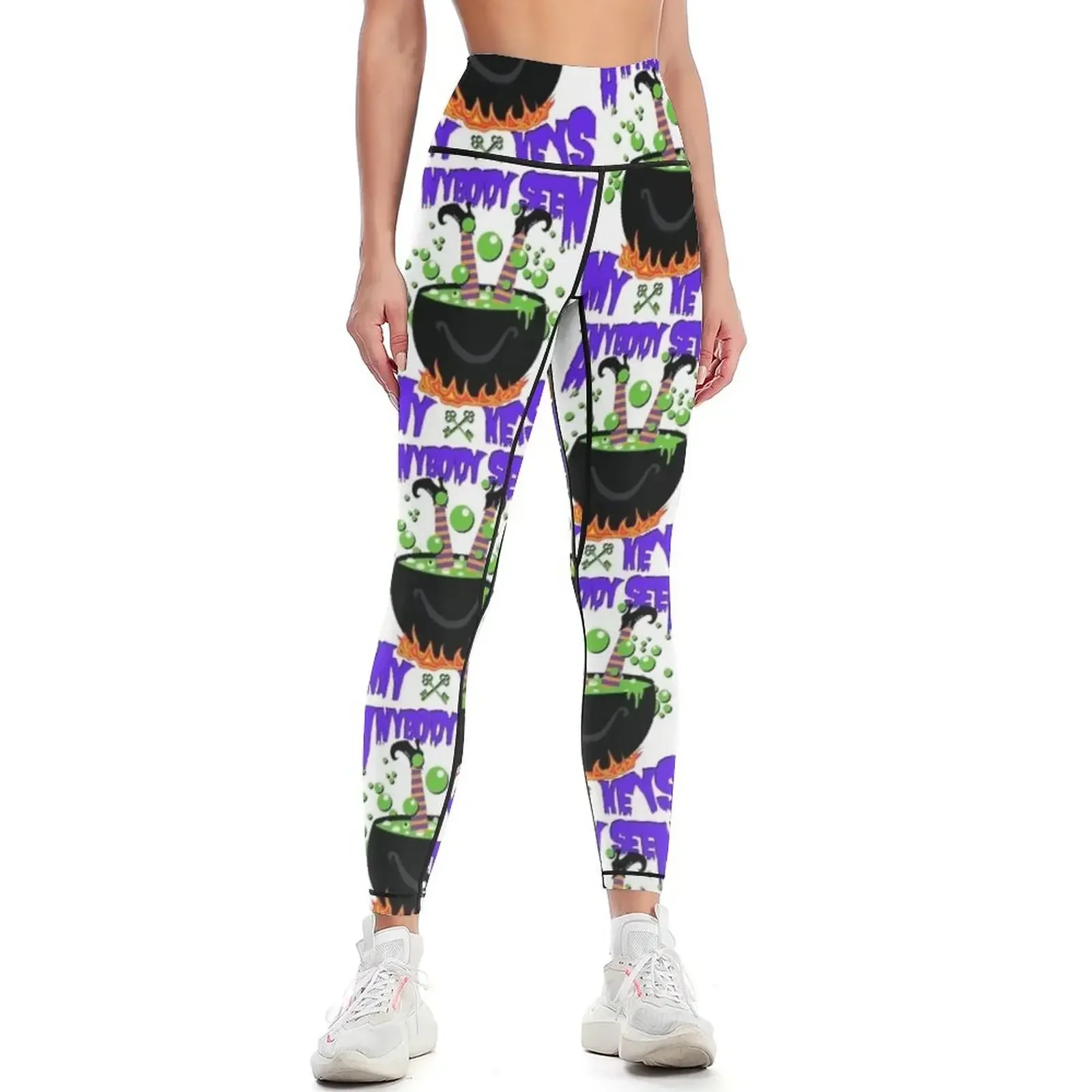 

Funny Halloween Witch/Witch Looking For Keys/ Anyone Seen My Keys Leggings Women sports Fitness woman Womens Leggings